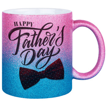 Happy father's Days, Κούπα Χρυσή/Μπλε Glitter, κεραμική, 330ml