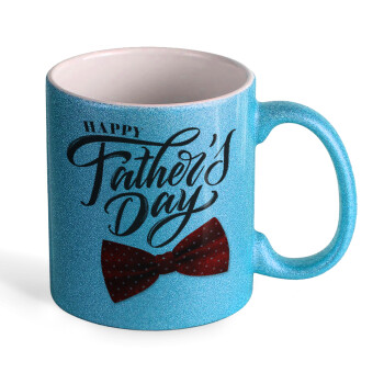 Happy father's Days, Κούπα Σιέλ Glitter που γυαλίζει, κεραμική, 330ml