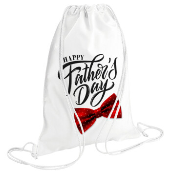 Happy father's Days, Τσάντα πλάτης πουγκί GYMBAG λευκή (28x40cm)