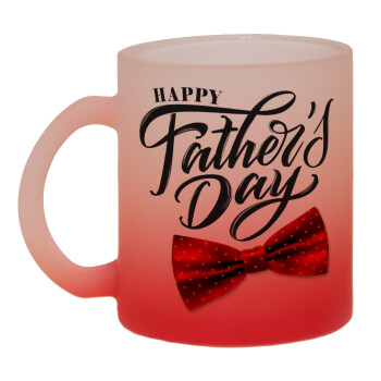 Happy father's Days, Κούπα γυάλινη δίχρωμη με βάση το κόκκινο ματ, 330ml