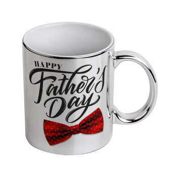 Happy father's Days, Κούπα κεραμική, ασημένια καθρέπτης, 330ml