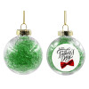 Transparent Christmas tree ball ornament with green filling 8cm