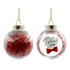 Transparent Christmas tree ball ornament with red filling 8cm