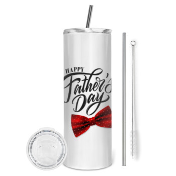 Happy father's Days, Eco friendly stainless steel tumbler 600ml, with metal straw & cleaning brush