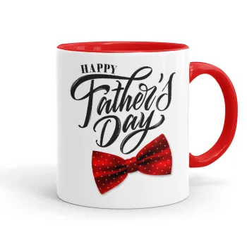 Happy father's Days, Κούπα χρωματιστή κόκκινη, κεραμική, 330ml