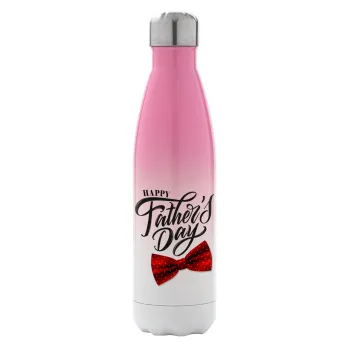 Happy father's Days, Metal mug thermos Pink/White (Stainless steel), double wall, 500ml
