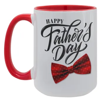Happy father's Days, Κούπα Mega 15oz, κεραμική Κόκκινη, 450ml