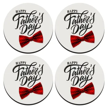 Happy father's Days, ΣΕΤ 4 Σουβέρ ξύλινα στρογγυλά (9cm)