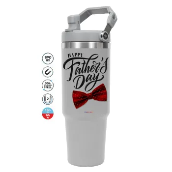 Happy father's Days, GREY color, 890ml (30oz) stainless Steel Tumbler with Handle