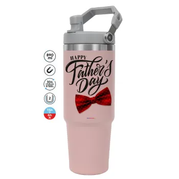 Happy father's Days, Pink color, 890ml (30oz) stainless Steel Tumbler with Handle