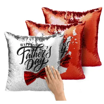 Happy father's Days, Μαξιλάρι καναπέ Μαγικό Κόκκινο με πούλιες 40x40cm περιέχεται το γέμισμα