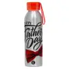 Aluminum Sports Bottle 650ml – Silver with Red Cap and Silicone Strap