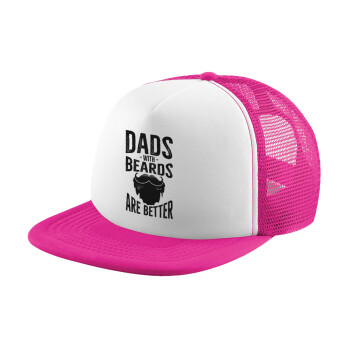 Dad's with beards are better, Καπέλο Soft Trucker με Δίχτυ Pink/White 