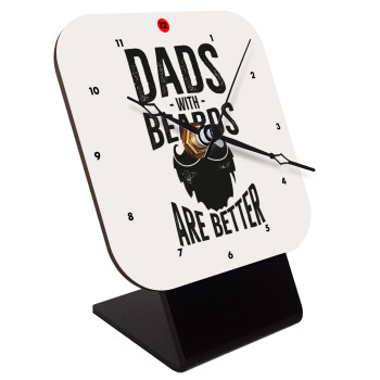 Dad's with beards are better, Quartz Wooden table clock with hands (10cm)