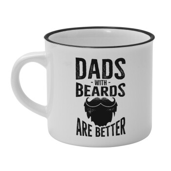 Dad's with beards are better, Κούπα κεραμική vintage Λευκή/Μαύρη 230ml