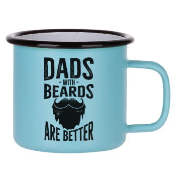 Dad's with beards are better, Κούπα Μεταλλική εμαγιέ ΜΑΤ σιέλ 360ml