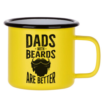 Dad's with beards are better, Κούπα Μεταλλική εμαγιέ ΜΑΤ Κίτρινη 360ml