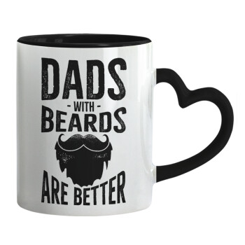 Dad's with beards are better, Κούπα καρδιά χερούλι μαύρη, κεραμική, 330ml