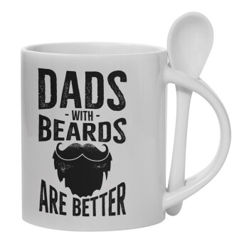 Dad's with beards are better, Κούπα, κεραμική με κουταλάκι, 330ml (1 τεμάχιο)