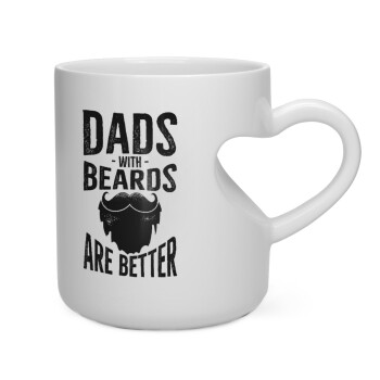 Dad's with beards are better, Κούπα καρδιά λευκή, κεραμική, 330ml