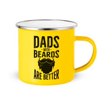 Dad's with beards are better, Κούπα Μεταλλική εμαγιέ Κίτρινη 360ml