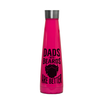 Dad's with beards are better, Μεταλλικό παγούρι θερμός πυραμίδα Ροζ (Stainless steel), διπλού τοιχώματος, 420ml