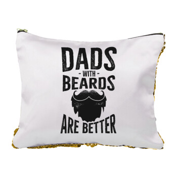 Dad's with beards are better, Τσαντάκι νεσεσέρ με πούλιες (Sequin) Χρυσό