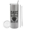 Tumbler stainless steel Silver 600ml, with metal straw & cleaning brush