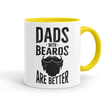 Dad's with beards are better, Mug colored yellow, ceramic, 330ml