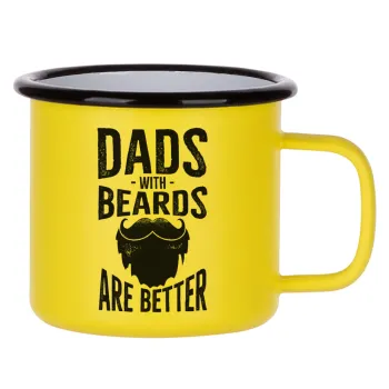 Dad's with beards are better, Metallic enamel MATT Yellow cup 360ml