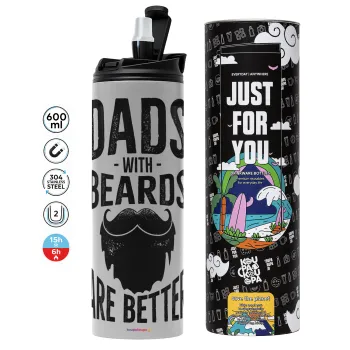 Dad's with beards are better, Tumbler stainless steel GREY 600ml