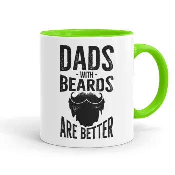 Dad's with beards are better, Mug colored light green, ceramic, 330ml