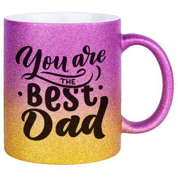 You are the best Dad, Κούπα Χρυσή/Ροζ Glitter, κεραμική, 330ml