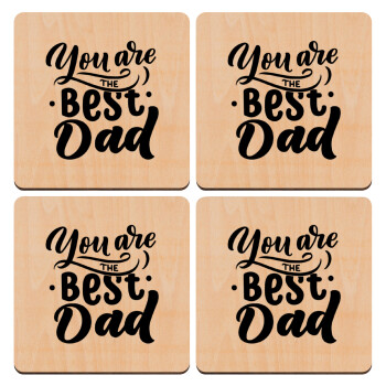 You are the best Dad, ΣΕΤ x4 Σουβέρ ξύλινα τετράγωνα plywood (9cm)