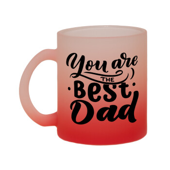You are the best Dad, Κούπα γυάλινη δίχρωμη με βάση το κόκκινο ματ, 330ml