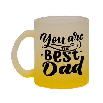 You are the best Dad, Κούπα γυάλινη δίχρωμη με βάση το κίτρινο ματ, 330ml