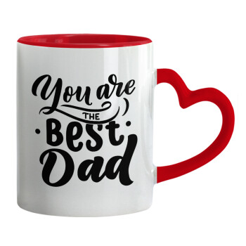You are the best Dad, Κούπα καρδιά χερούλι κόκκινη, κεραμική, 330ml