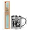 Easter Set, metallic thermal cup (300ml) & aromatic flat Easter candle (30cm) (TURQUOISE)