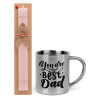 Easter Set, metallic thermal cup (300ml) & aromatic flat Easter candle (30cm) (PINK)