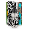 Easter Set, metallic silver aluminum water bottle (500ml) & scented flat Easter candle (30cm) (TURQUOISE)