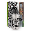 Easter Set, metallic silver aluminum water bottle (500ml) & aromatic flat Easter candle (30cm) (GRAY)