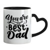 Mug heart black handle, ceramic, 330ml