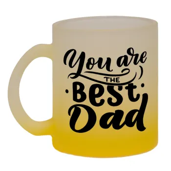 You are the best Dad, Κούπα γυάλινη δίχρωμη με βάση το κίτρινο ματ, 330ml