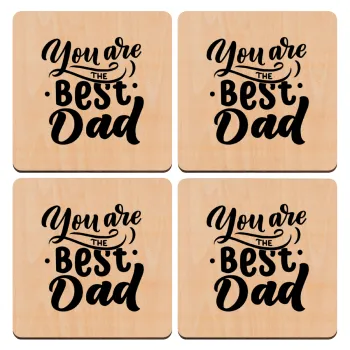 You are the best Dad, ΣΕΤ x4 Σουβέρ ξύλινα τετράγωνα plywood (9cm)
