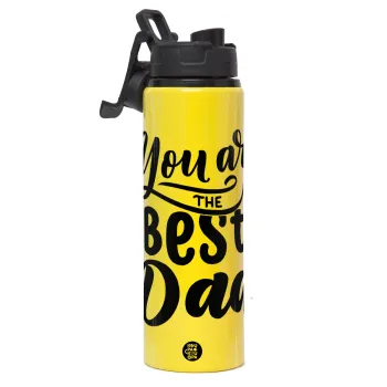 You are the best Dad, Metallic water bottle with safety lid, 850ml aluminum