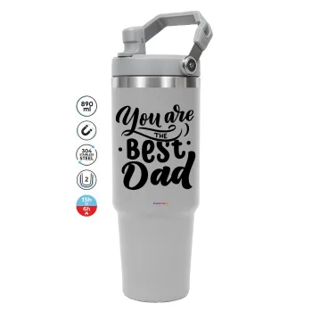You are the best Dad, GREY color, 890ml (30oz) stainless Steel Tumbler with Handle
