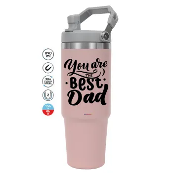 You are the best Dad, Pink color, 890ml (30oz) stainless Steel Tumbler with Handle