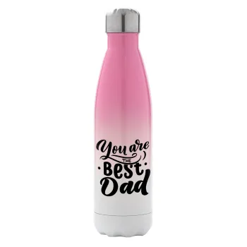 You are the best Dad, Metal mug thermos Pink/White (Stainless steel), double wall, 500ml