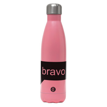Bravo, Metal mug thermos Pink Mat (Stainless steel), double wall, 500ml