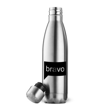 Bravo, Μεταλλικό παγούρι θερμός Inox (Stainless steel), διπλού τοιχώματος, 500ml